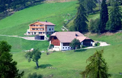 a large house on a hill with green grass at Wolfhof_Ritten in Auna di Sopra