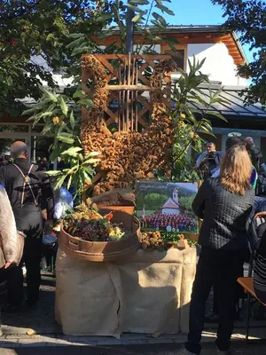 a woman standing in front of a display of plants at Pension an der Mayenburg in Vollan
