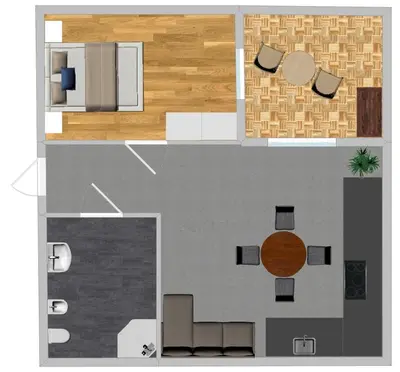 a floor plan of a house with a table and chairs at Merano City Living in Merano