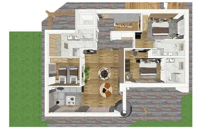 a floor plan of a house with a room at Chalet Villa Carolina in Selva di Val Gardena