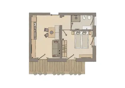 a drawing of a floor plan of aominium at Seeberhof in Racines