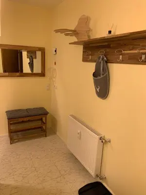 a room with a butterfly hanging on the wall at Hernegg Apartment in Riscone