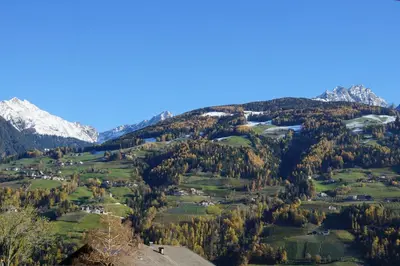 a view of a valley in the mountains at Villa Vitis in Rifiano