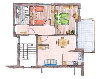 a drawing of a floor plan of a room at Haus Alpenjuval in Fundres