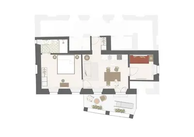 a floor plan of a house with people at Smart Suites Kaltern - Apartments am Kalterer See in Caldaro