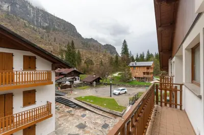 a view from the balcony of a building at Residence Molin in Rocca Pietore