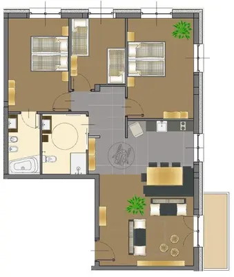 a floor plan of a house with furniture at SchartnerAlm in Collalbo