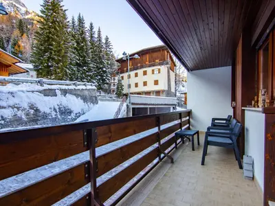 a balcony with a view of a snow covered mountain at Apartment Appartamento 29 by Interhome in Alba di Canazei