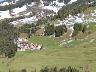an aerial view of a resort on a snow covered mountain at Villa Erica in Badia