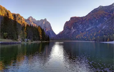 a view of a lake with mountains in the background at Amazing Apartment In Località Carbonin in Carbonin