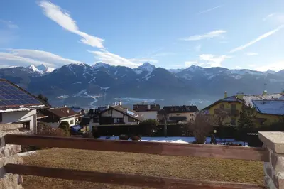 a view of the mountains from a house at Villa Molteni, Ville di Fiemme, Varena in Varena
