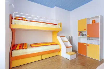 a room with two bunk beds in a room at Victoria Apartment in Bolzano