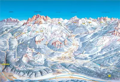 a map of a snow covered mountain at Baita Giggia sulle piste - Cavalese in Trentino Alto Adige cottage chalet in Cavalese