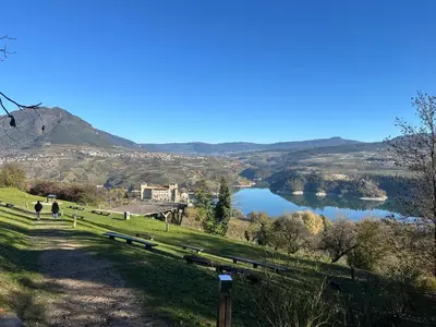 a view of a lake from a hill at Val di Non Apartment in Cles