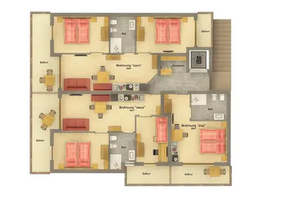 a floor plan of aominium building with at Ragitt Stodl Ferienwohnungen in Vols am Schlern