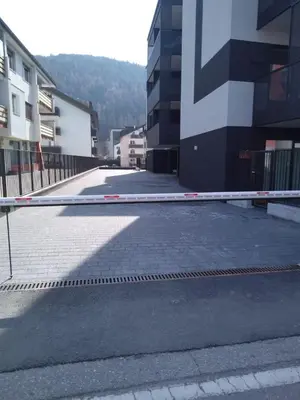 a street with a barricade in front of a building at Al cantuccio di Chiara in Brunico