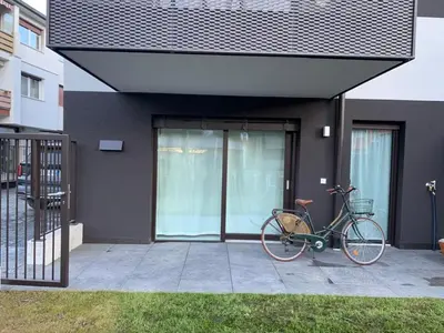 a bike parked in front of a building at Al cantuccio di Chiara in Brunico