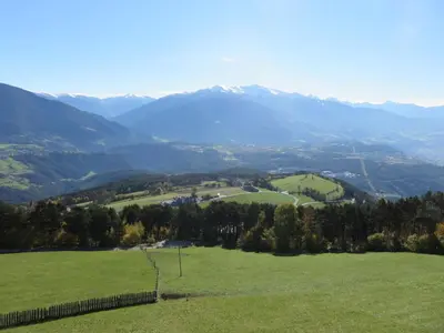 a green field with mountains in the background at Parleitnerhof Ferienwohnung Morgenrot in Mühlbach