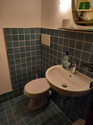a bathroom with a toilet and a sink at Appartamento a San Vito di Cadore in San Vito di Cadore